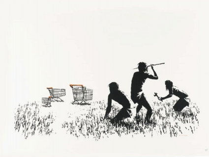 Banksy, Trolley Hunters (Black and White), 2006 Banksy, Trolley Hunters (Black and White), 2006