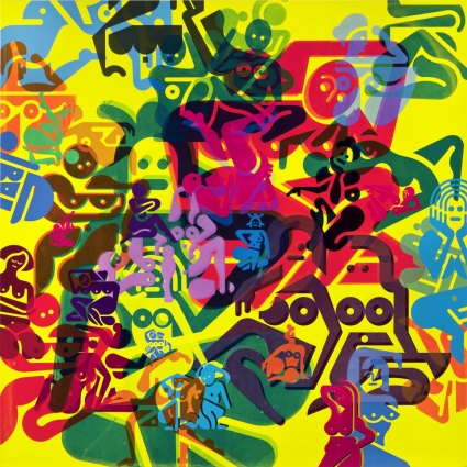 Ryan McGinness, Figures on Yellow Background Ryan McGinness, Figures on Yellow Background