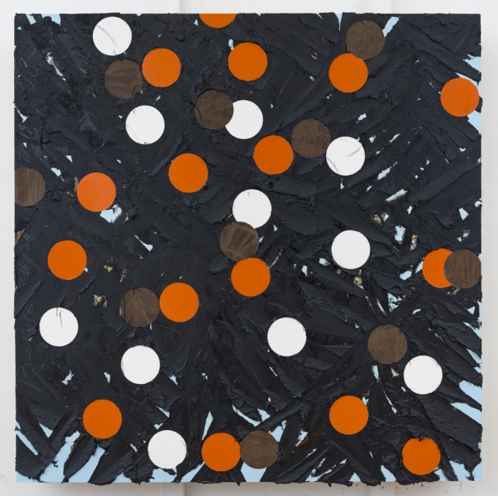 Donald Sultan, Orange Brown White Dots on Black Donald Sultan, Orange Brown White Dots on Black